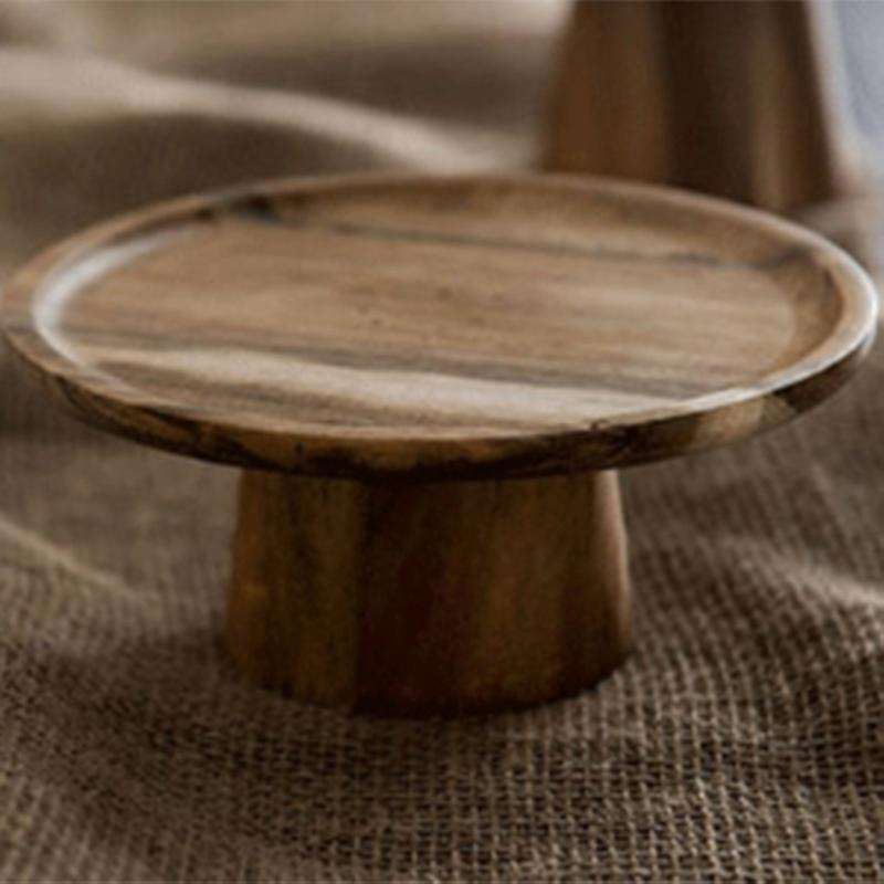 Japan Style High Stand Wooden Cake Plate Food Serving Trays Multi-use