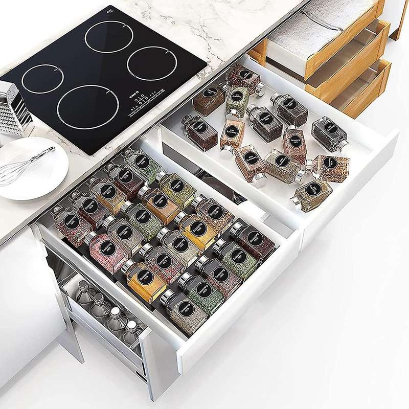 Acrylic Spice Rack Tray Insert 4 Tier Spice Drawer Organizer A