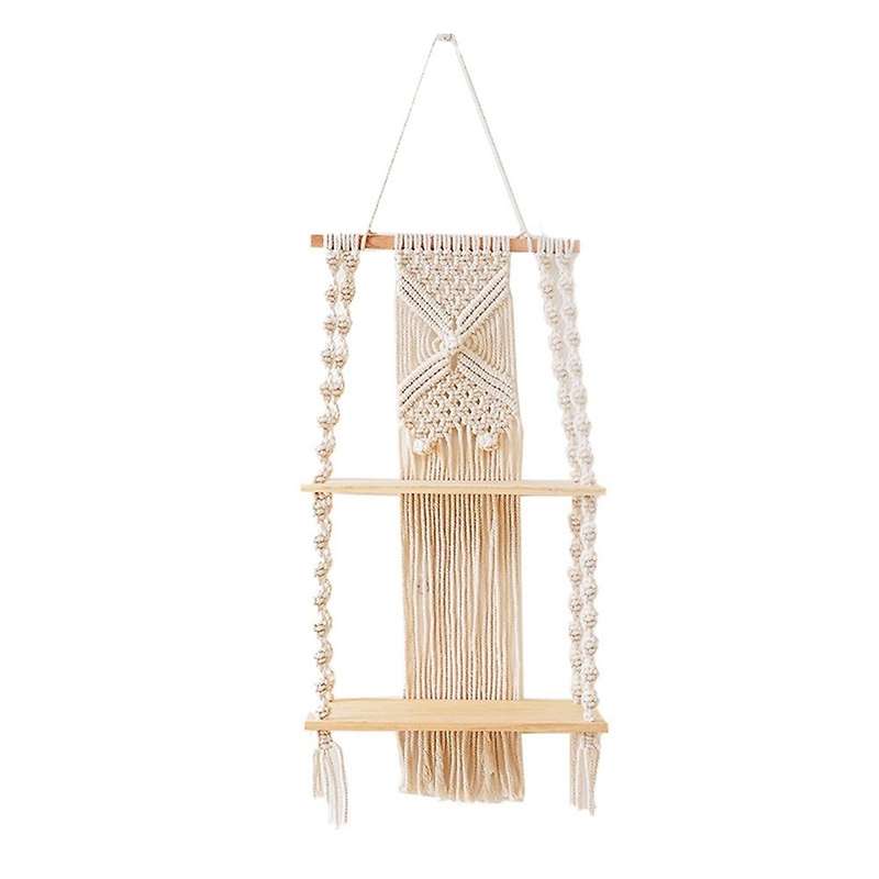 Handmade Woven Bohemian Tapestry Wall Shelf Flower Plant Rack
