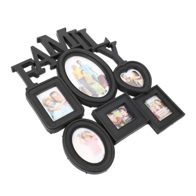 2x Family Photo Frame Wall Hanging 6 Multi-sized 30x37cm - Black