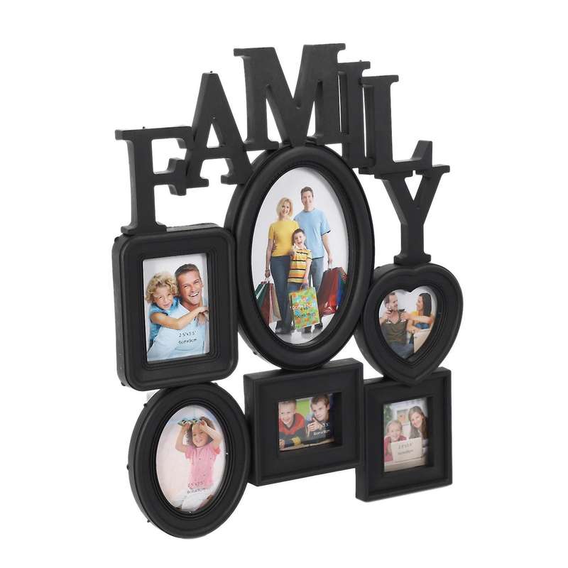 2x Family Photo Frame Wall Hanging 6 Multi-sized 30x37cm - Black