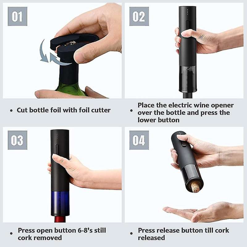 Wine Bottle Opener, with Foil Cutter, Rechargeable for Most Wines