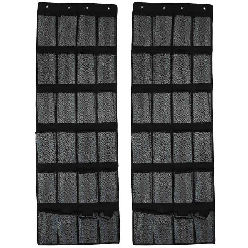 2x Clear Hanging Shoe Rack, Fabric Closet Shoe Organizer Storage Bag