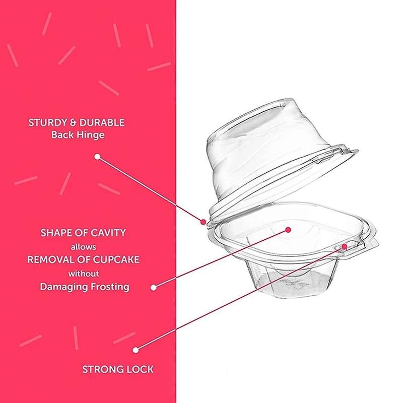 50pcs Individual Cupcake Containers - Cupcake Boxes with Lid