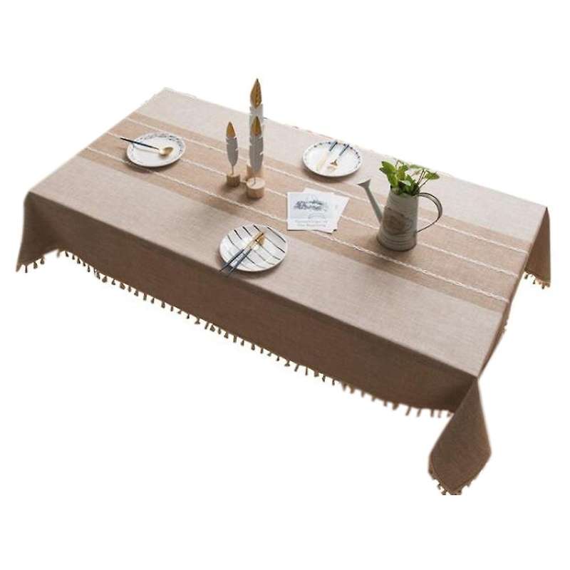 Rustic Lattice Tablecloth Cotton Linen Waterproof for Kitchen Dining