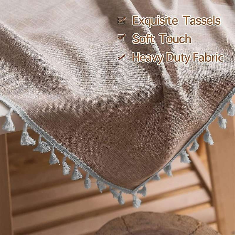 Rustic Lattice Tablecloth Cotton Linen Waterproof for Kitchen Dining