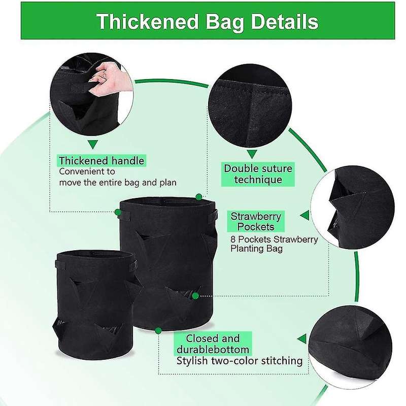 Strawberry Planter, Strawberry Grow Bags 4 Pack 10 Gallon with 8 Side