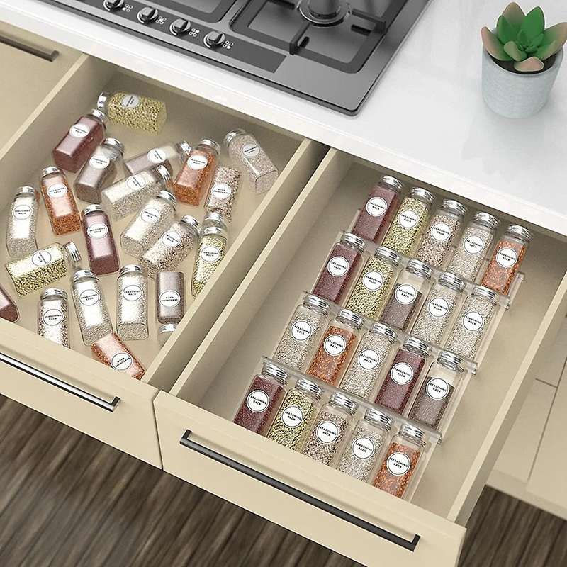 Acrylic Spice Rack Tray Insert 4 Tier Spice Drawer Organizer B