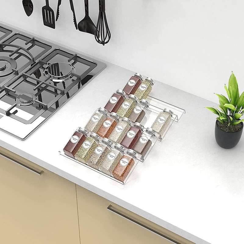 Acrylic Spice Rack Tray Insert 4 Tier Spice Drawer Organizer B