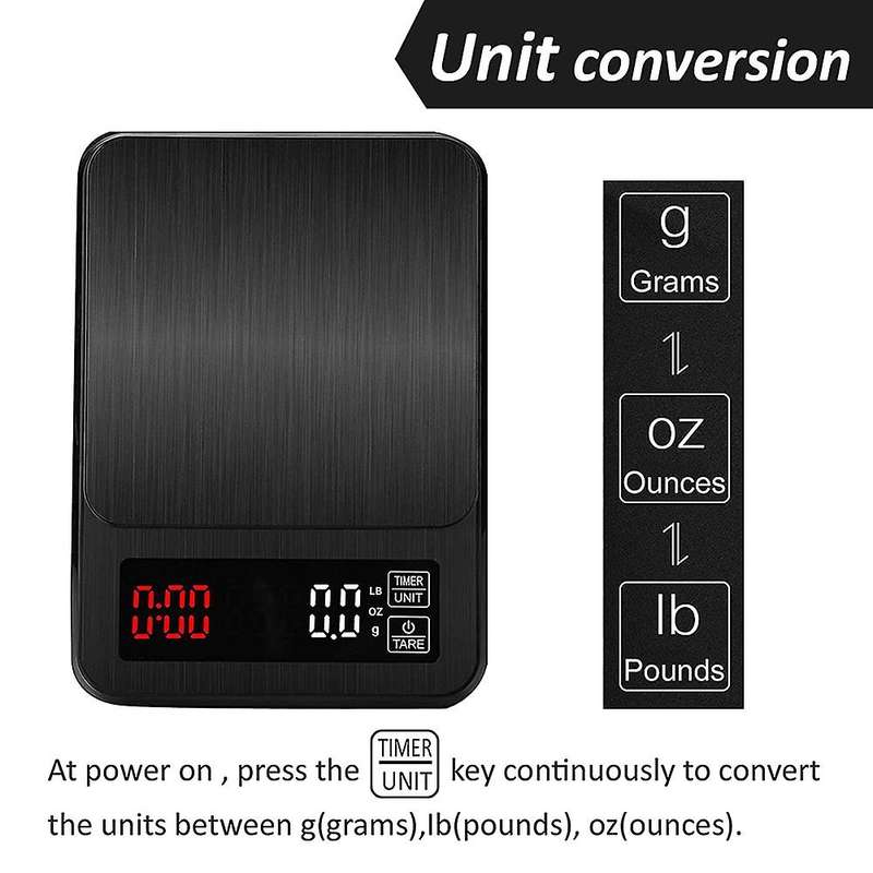 Kitchen Coffee Scale with Timer 5kg/0.1g with Touch Screen Display