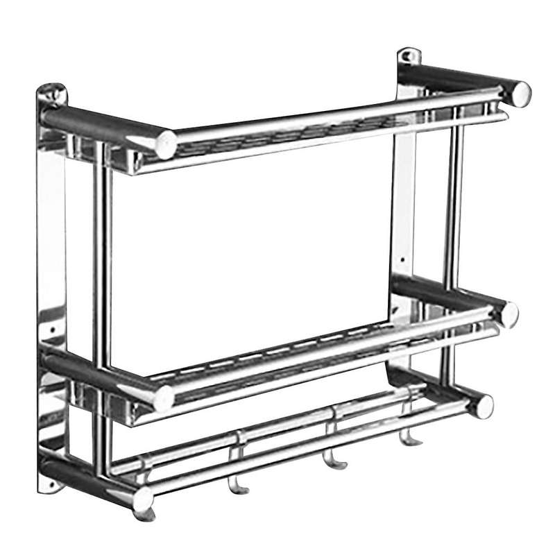 2 Layer Bathroom Shelf Towel Rack Rack Toilet Washroom Accessories