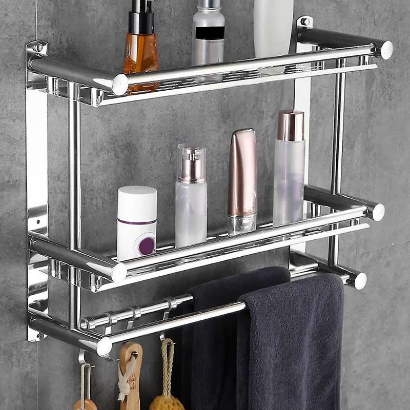 2 Layer Bathroom Shelf Towel Rack Rack Toilet Washroom Accessories