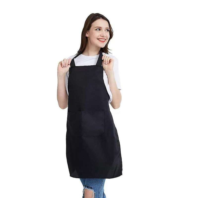 10 Pack Bib Apron - Unisex Black Apron Bulk with 2 Roomy Pockets
