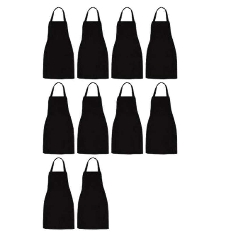 10 Pack Bib Apron - Unisex Black Apron Bulk with 2 Roomy Pockets