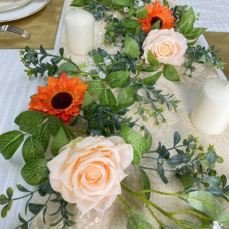 2 Pcs Artificial Flower Garland for Wedding Party Home Decorations