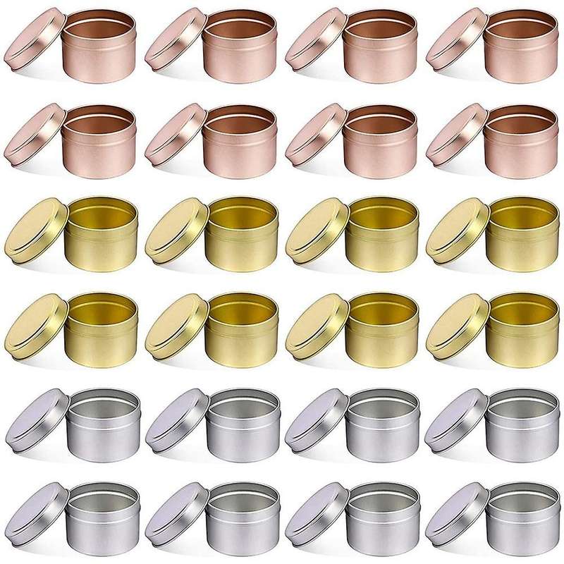 24 Pcs Candle Tins,for Candle Making Candles(silver, Gold, Rose Gold)