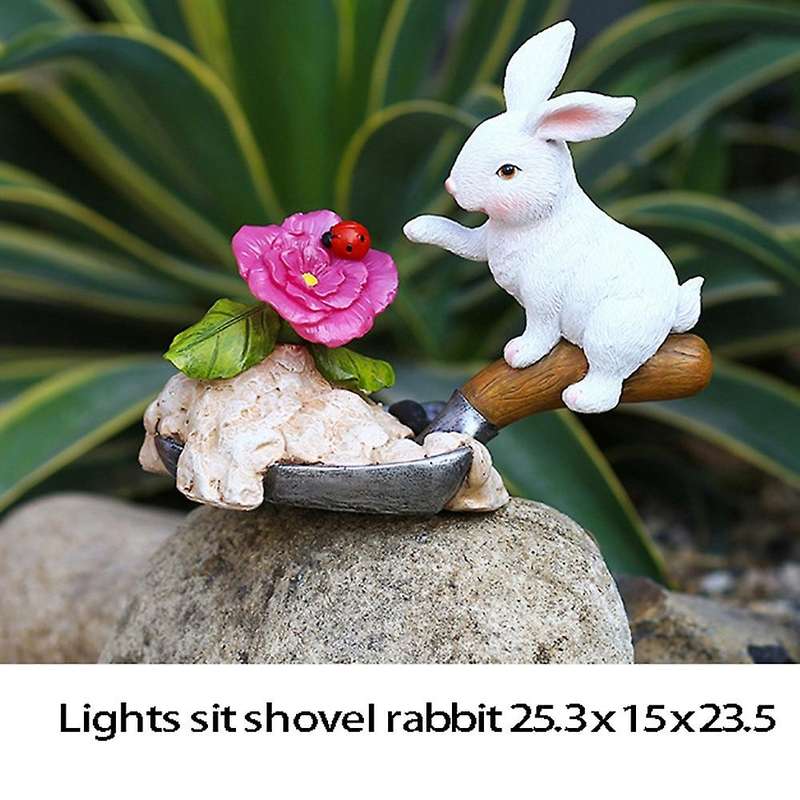 Cute Rabbit Solar Lamp Villa Outdoor Solar Rabbit Lawn Garden(white)