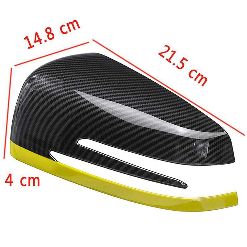 2x Car Rearview Side Mirrors Cover Cap Carbon Fibe + Red