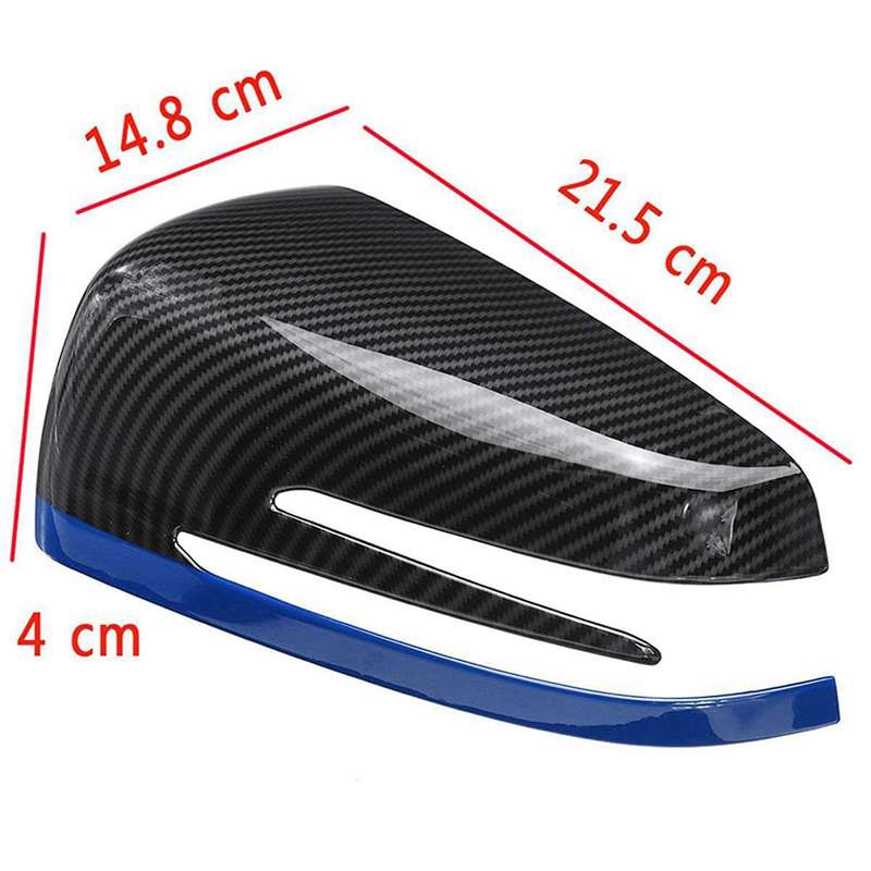 2x Car Rearview Side Mirrors Cover Cap Carbon Fibe + Red