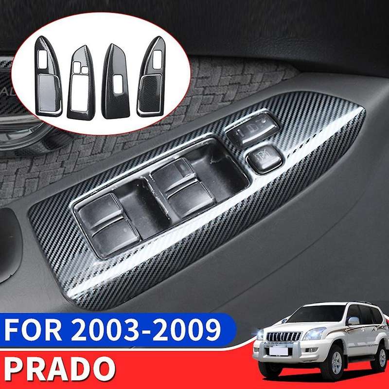 Carbon Fiber Window Lift Button Cover Trim for Toyota Land Cruiser