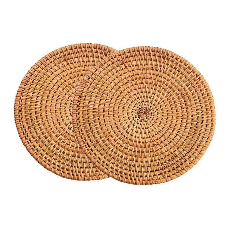 2 Pcs Handwoven Rattan Placemats,wicker Table Mats, for Dinner Table