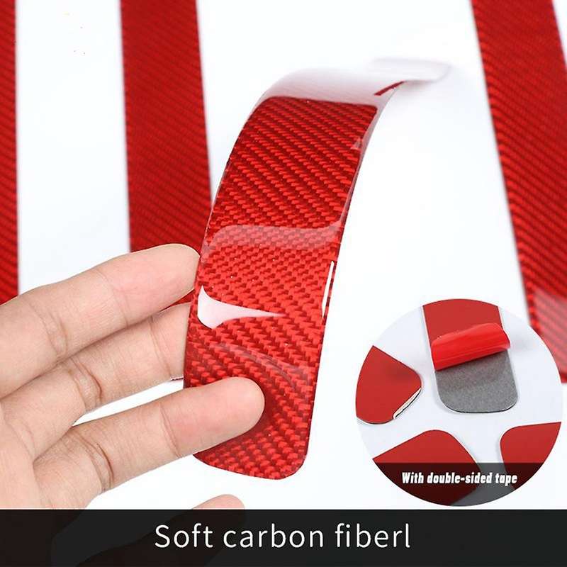 Car Door Sill Strip Guard for Dodge Ram 2018-2022, Red Carbon Fiber