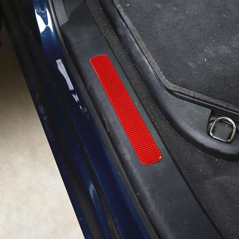 Car Door Sill Strip Guard for Dodge Ram 2018-2022, Red Carbon Fiber
