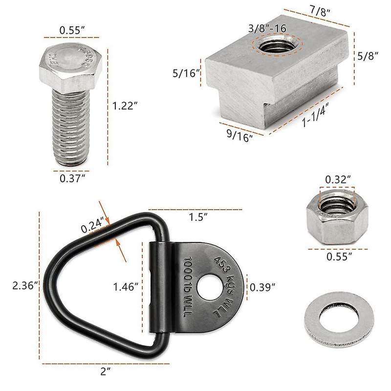 Bed Deck Rails Cleat Tie Down Anchors Rings for Toyota Tacoma