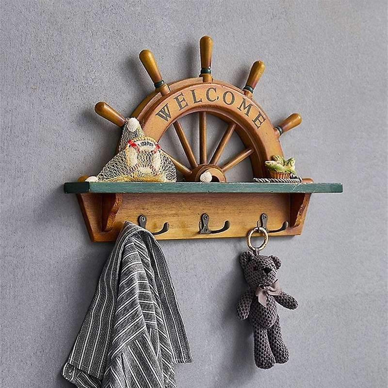 Mediterranean Style Wall Mounted Key Hooks Holder for Wall Organizer