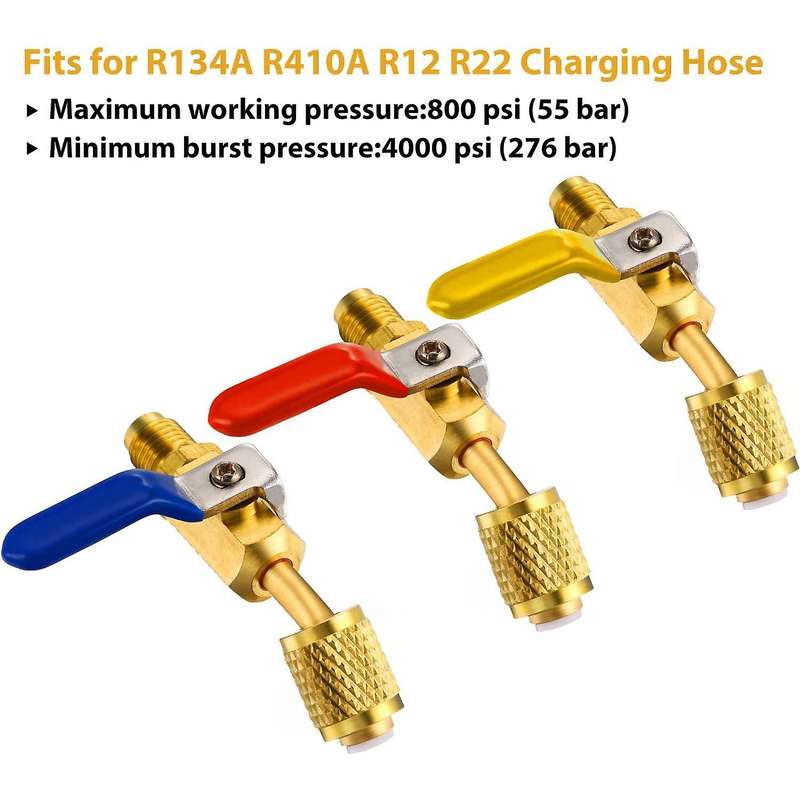Air Conditioning Refrigerant Angled Compact Ball Valve 1/4 Inch