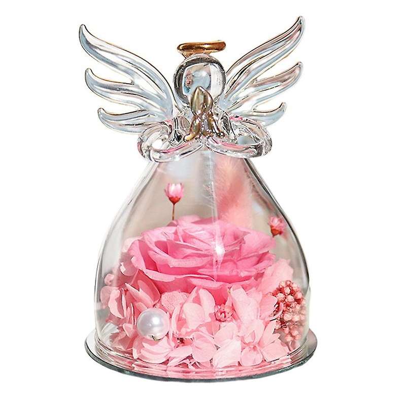 Valentine Gift Rose Flowers In Glass Ornaments Mother Present Pink