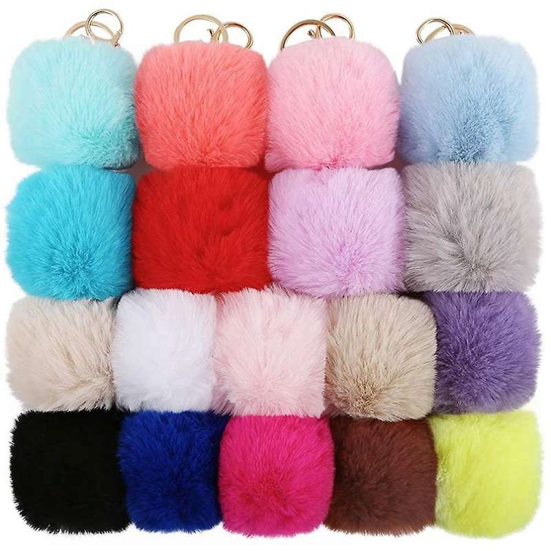 144pcs Diy Pom Poms Keychains,with Keyring,jump Ring and Pompoms