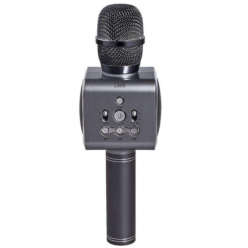 Bluetooth Microphone for Karaoke Smartphone Ios Android Silver Gray