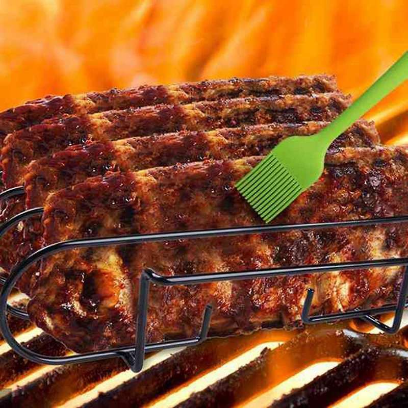 2 Pcs Rib Rack Charcoal Grill,for Grilling,with Grill Brush