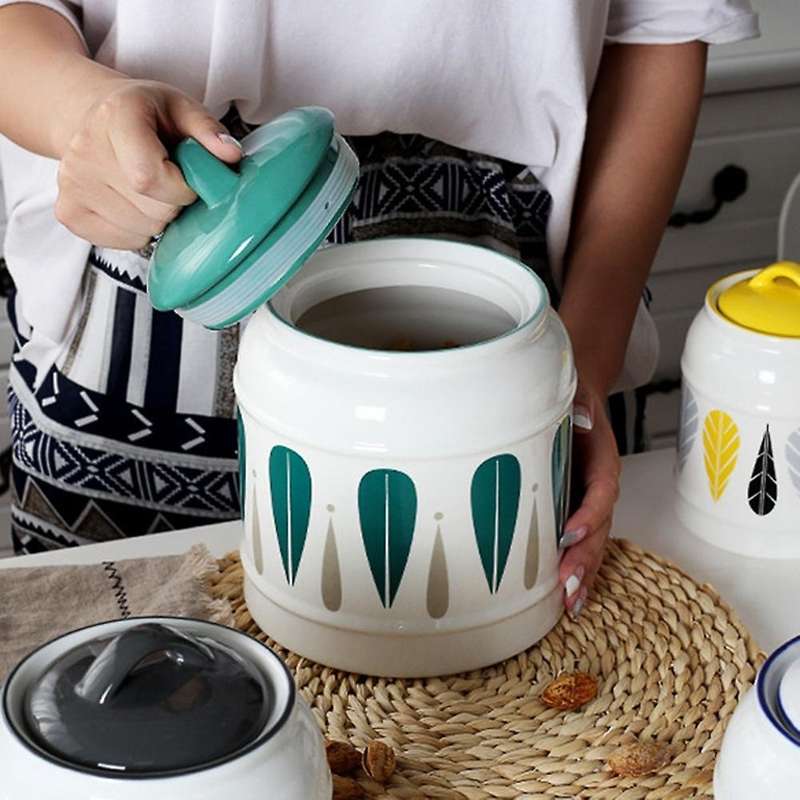 Ceramic Airtight Jar with Lid Large-capacity Household Portable H
