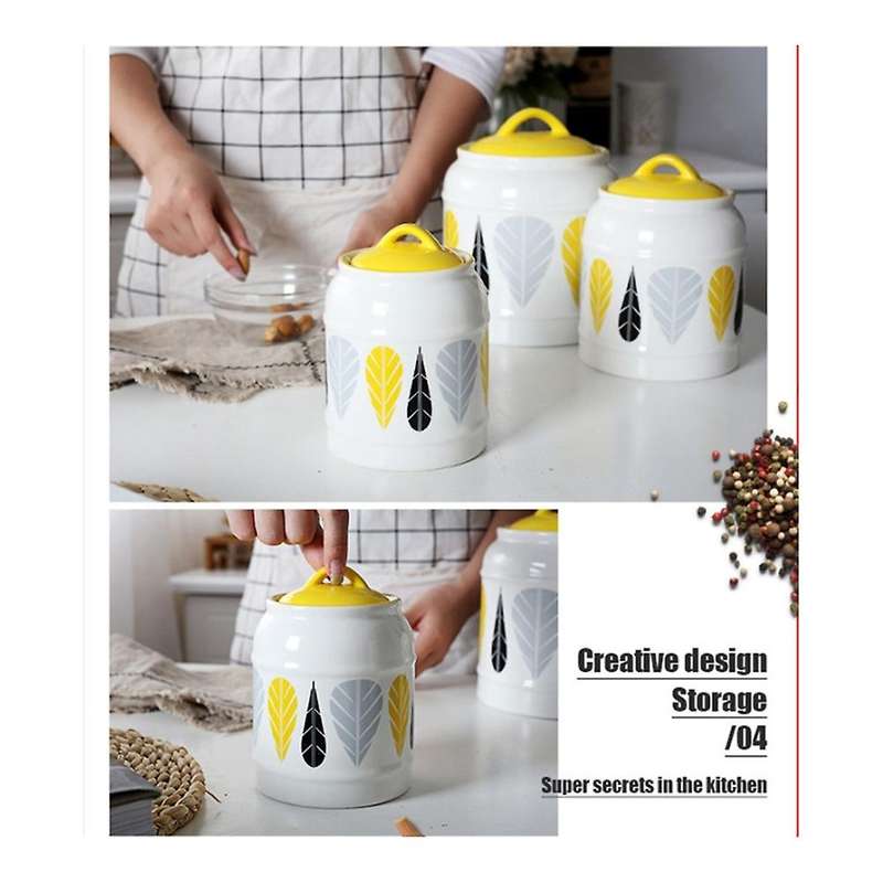 Ceramic Airtight Jar with Lid Large-capacity Household Portable H