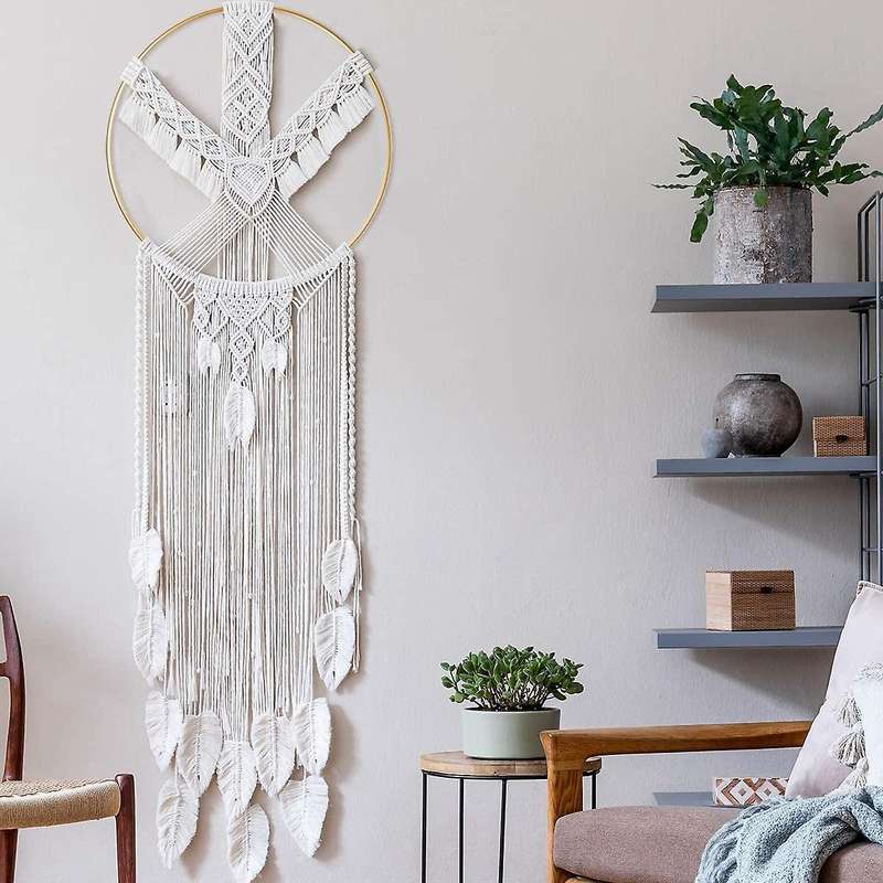 Macrame Rope Kit with Natural Cotton Macrame Cord,metal Floral Hoops