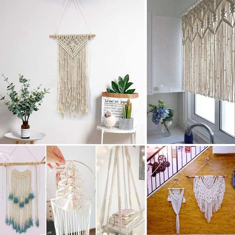 Macrame Rope Kit with Natural Cotton Macrame Cord,metal Floral Hoops