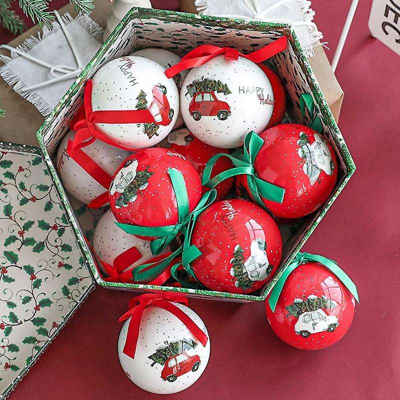 14pcs Xmas Tree Hanging Ball Ornament Gift Hang Ball Diy Xmas Party-a