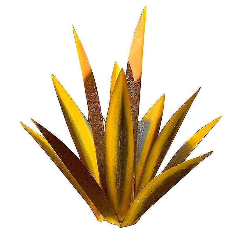 13.7inch Diy Metal Agave Plants,garden Lawn Ornaments-yellow