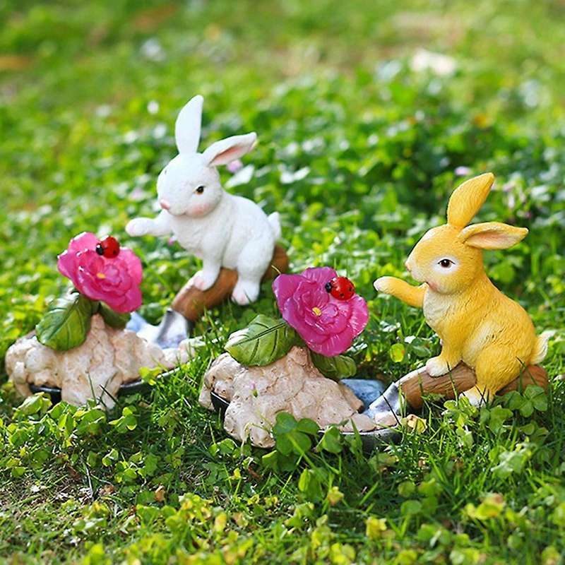 Cute Rabbit Solar Lamp Villa Outdoor Solar Rabbit Lawn Garden(yellow)