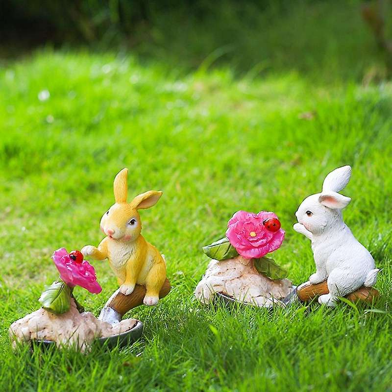 Cute Rabbit Solar Lamp Villa Outdoor Solar Rabbit Lawn Garden(yellow)