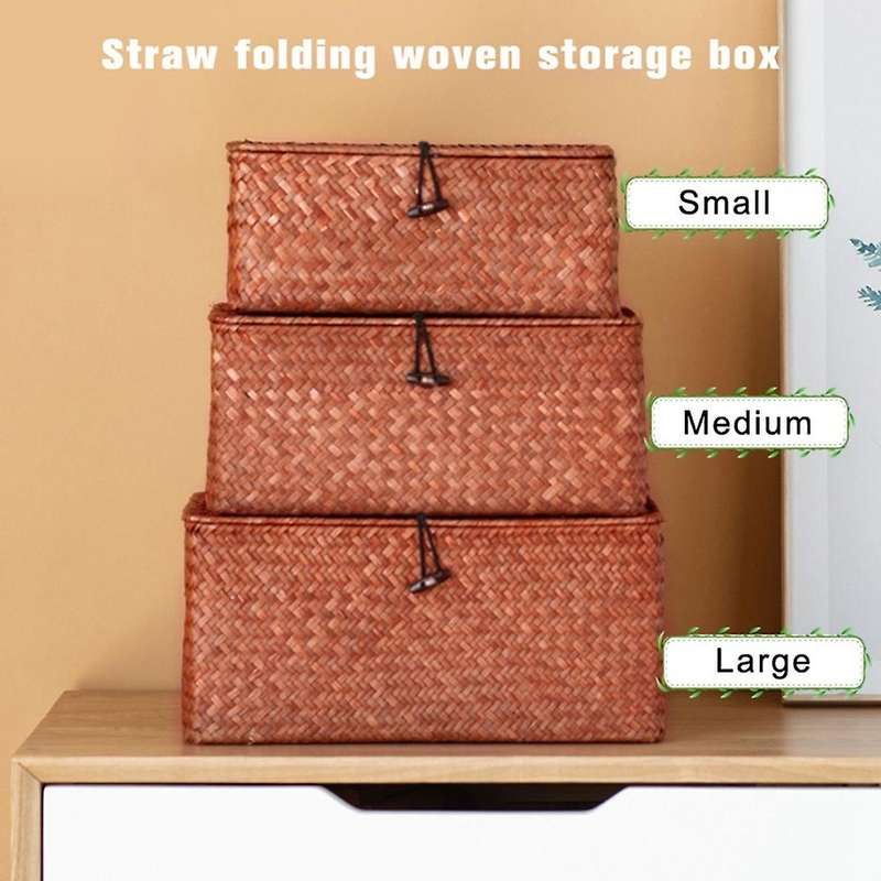 3in1 Seagrass Rattan Basket Sea Grass Handmade Retro Woven