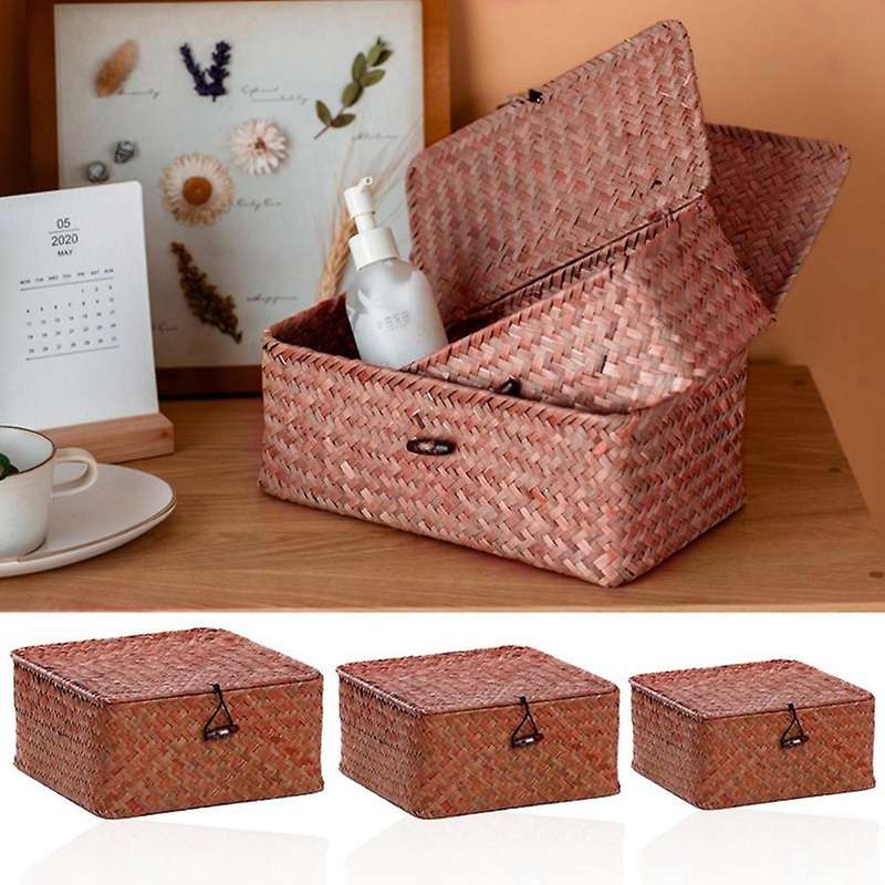 3in1 Seagrass Rattan Basket Sea Grass Handmade Retro Woven