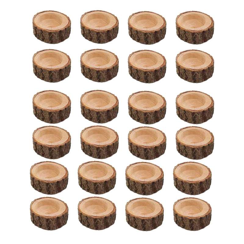 24pcs Wooden Candle Holder,votive Tealight Holder for Wedding Party