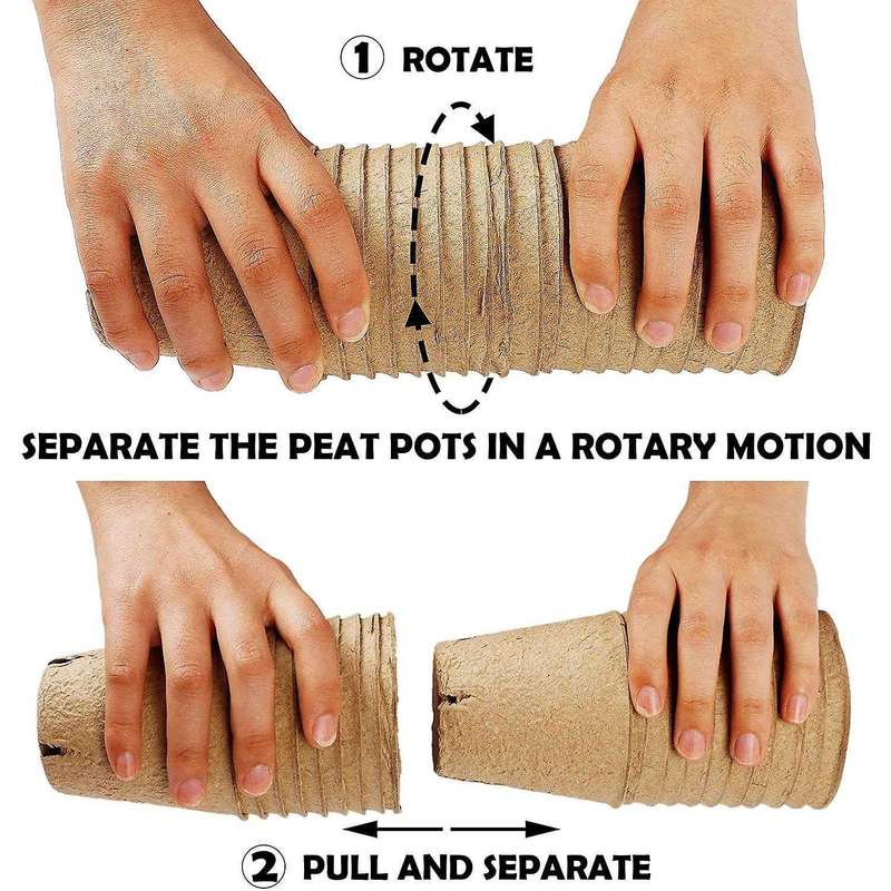 Round Biodegradable Peat Pots for Seedlings,100 Pack Plant