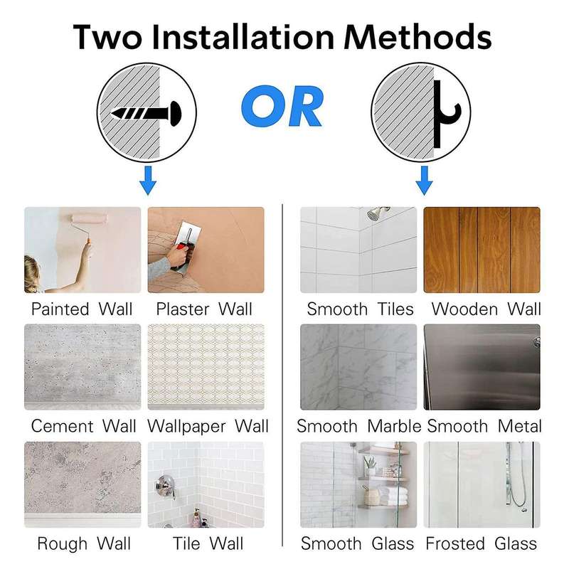 Rustproof Shower Shelf with Adhesives and Screws, for Kitchen Bedroom