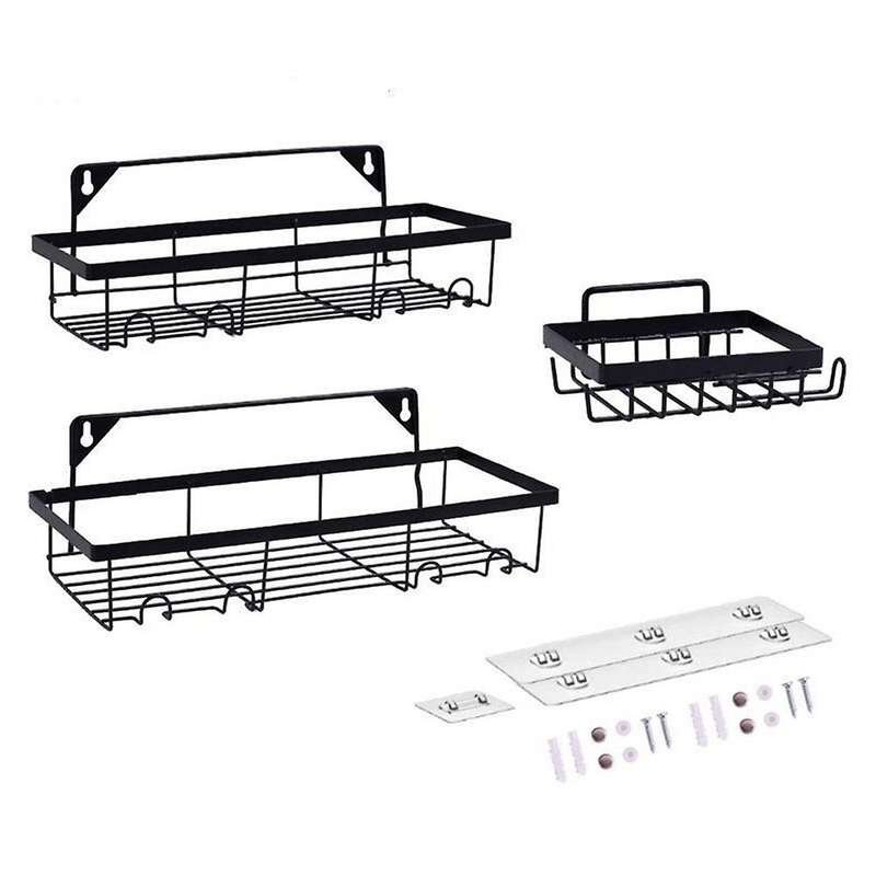 Rustproof Shower Shelf with Adhesives and Screws, for Kitchen Bedroom