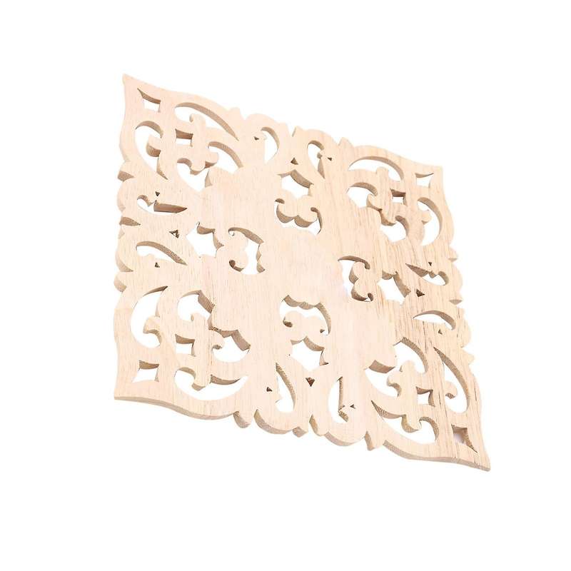 4x Wooden Decal European-style Applique Real Wood Carving 20x20x2cm