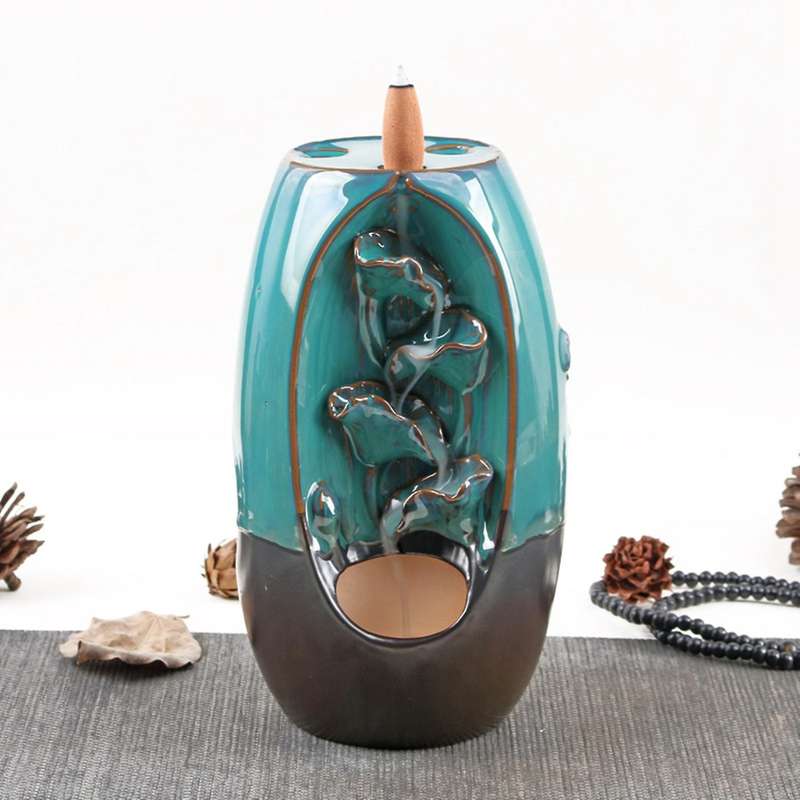 Three Sides Backflow Incense Burner Ceramic Censer Holder for Home